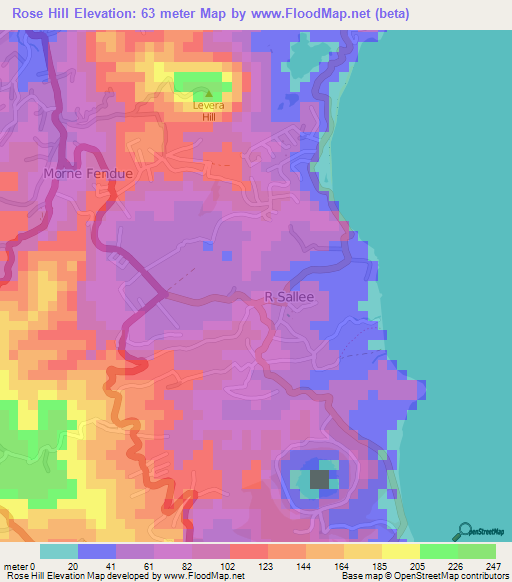 Rose Hill,Grenada Elevation Map
