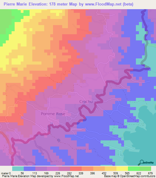 Pierre Marie,Grenada Elevation Map