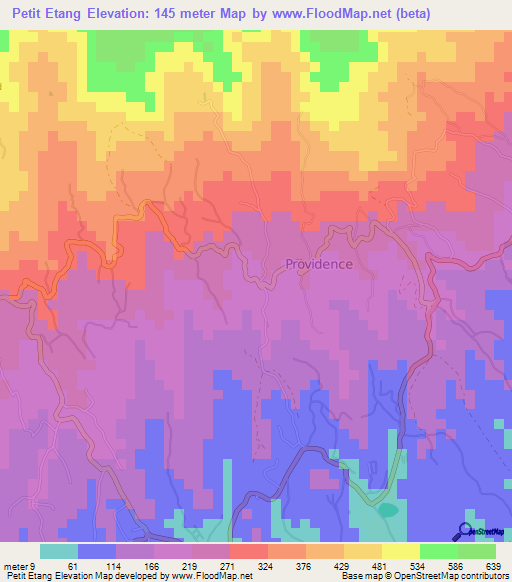Petit Etang,Grenada Elevation Map