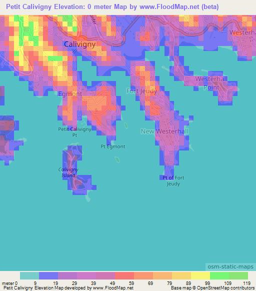 Petit Calivigny,Grenada Elevation Map