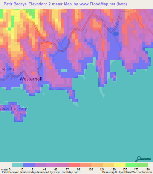 Petit Bacaye,Grenada Elevation Map