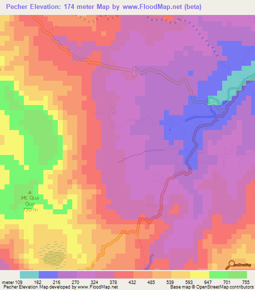 Pecher,Grenada Elevation Map