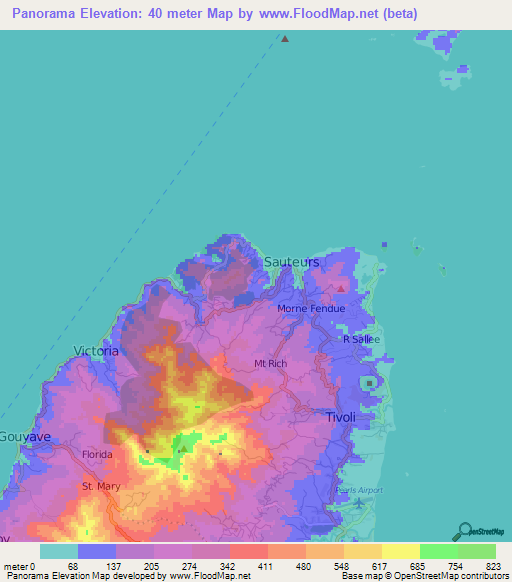 Panorama,Grenada Elevation Map