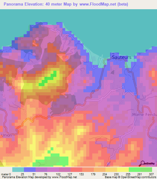 Panorama,Grenada Elevation Map