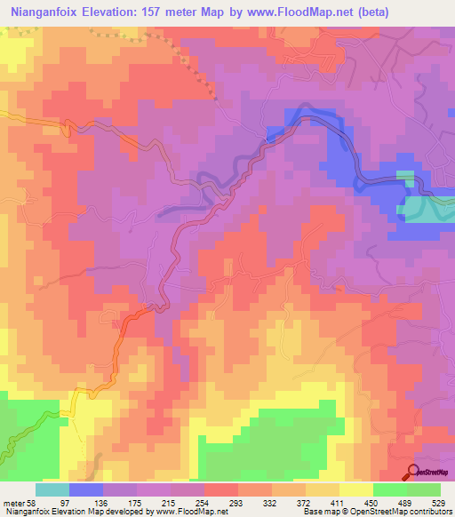 Nianganfoix,Grenada Elevation Map