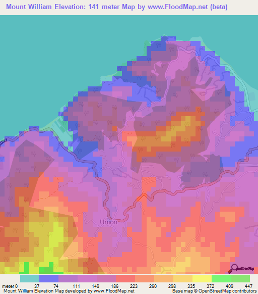 Mount William,Grenada Elevation Map