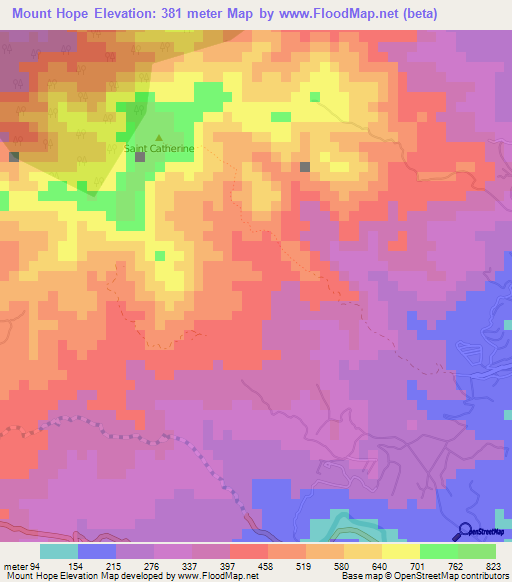Mount Hope,Grenada Elevation Map
