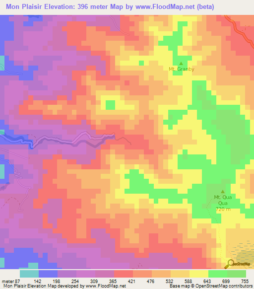 Mon Plaisir,Grenada Elevation Map