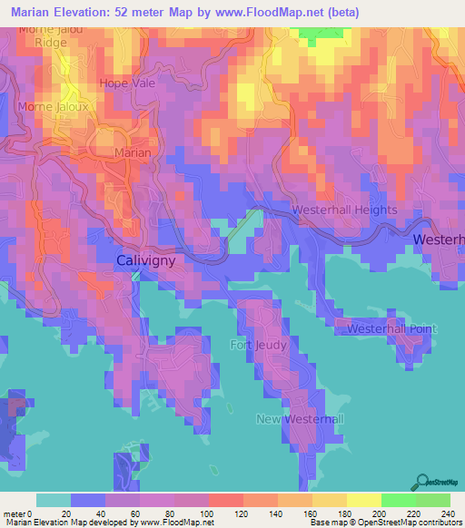 Marian,Grenada Elevation Map