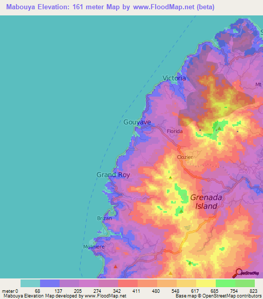 Mabouya,Grenada Elevation Map
