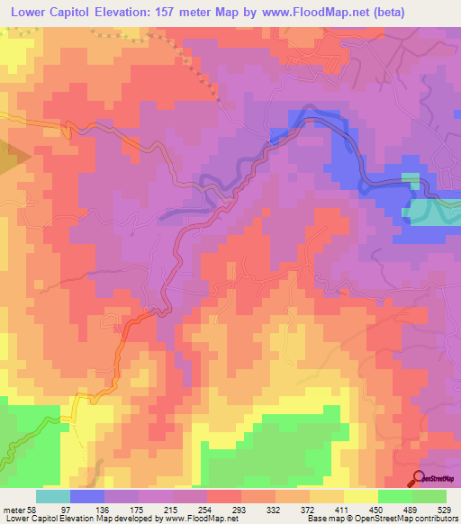 Lower Capitol,Grenada Elevation Map