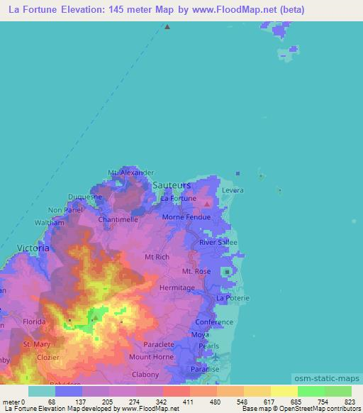 La Fortune,Grenada Elevation Map