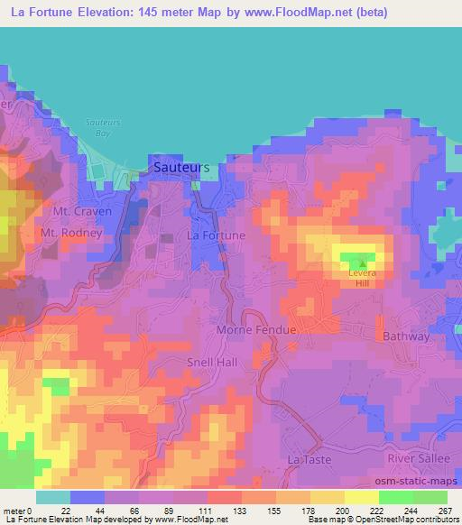 La Fortune,Grenada Elevation Map