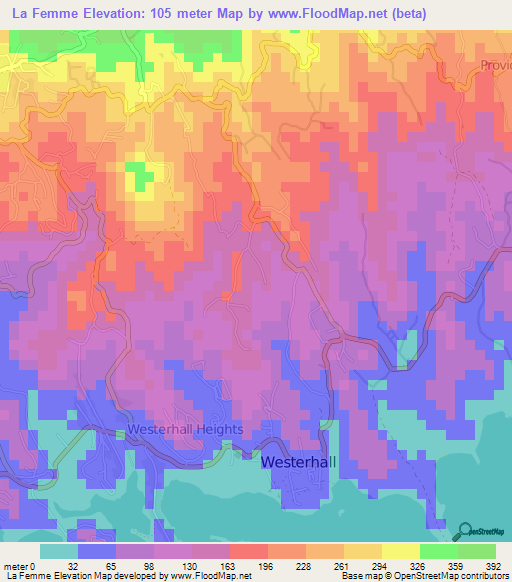 La Femme,Grenada Elevation Map