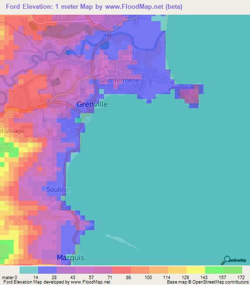 Ford,Grenada Elevation Map