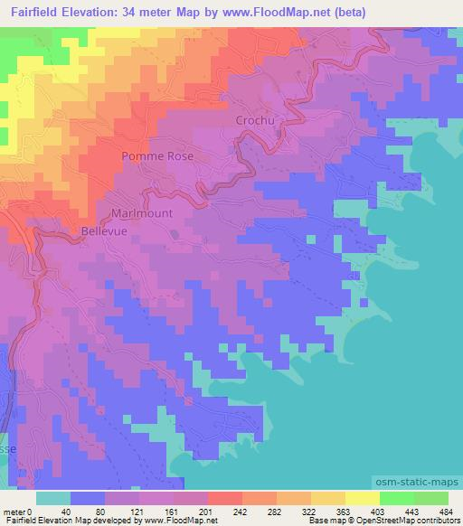 Fairfield,Grenada Elevation Map