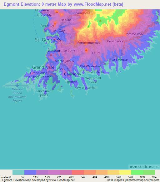 Egmont,Grenada Elevation Map