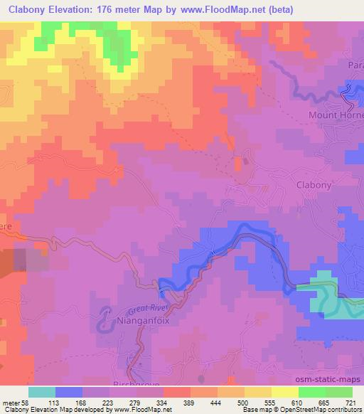 Clabony,Grenada Elevation Map