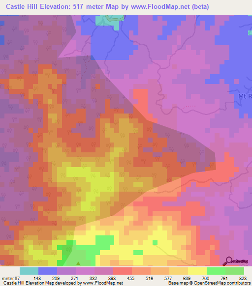 Castle Hill,Grenada Elevation Map