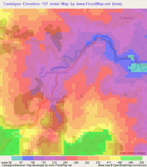 Castaigne,Grenada Elevation Map