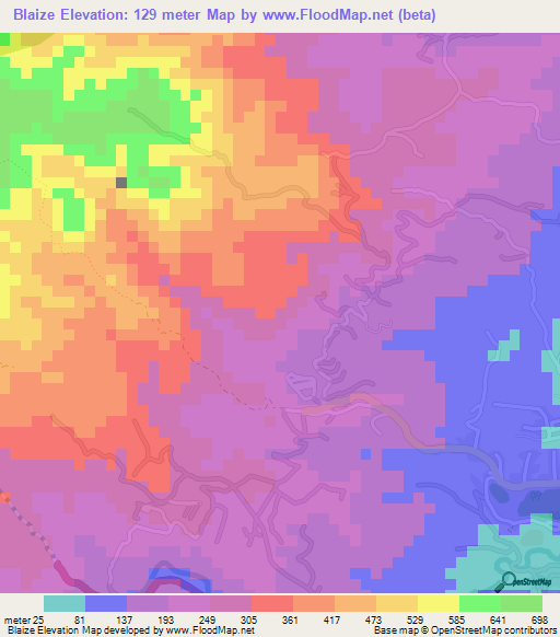 Blaize,Grenada Elevation Map