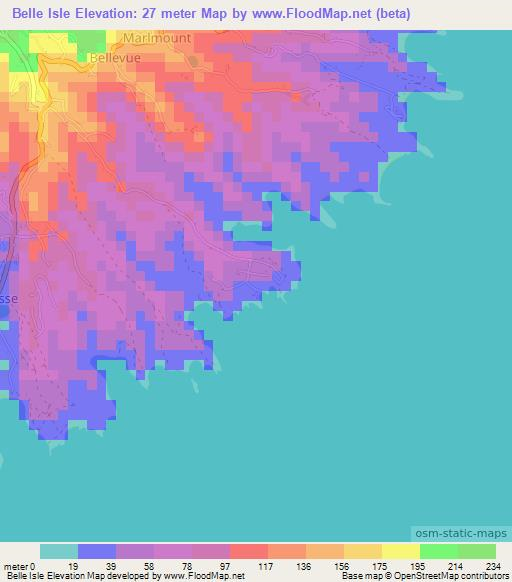 Belle Isle,Grenada Elevation Map
