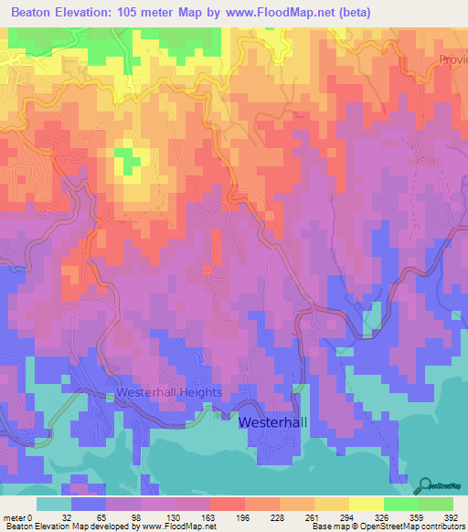 Beaton,Grenada Elevation Map