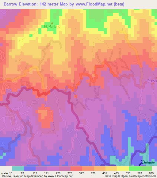 Barrow,Grenada Elevation Map