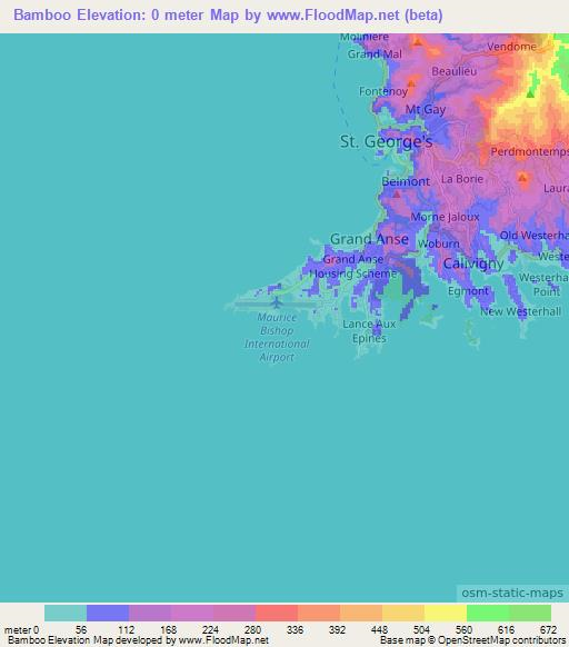 Bamboo,Grenada Elevation Map