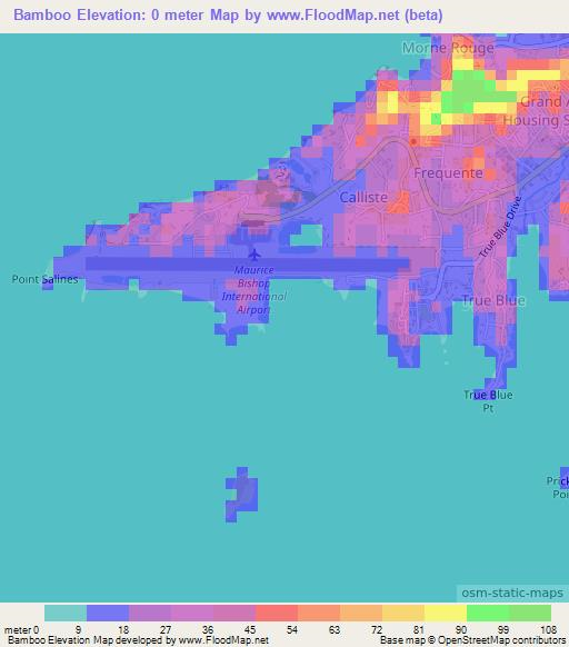 Bamboo,Grenada Elevation Map