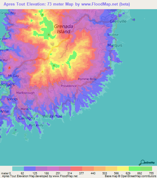 Apres Tout,Grenada Elevation Map