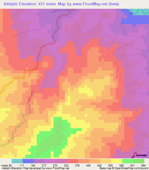 Adelphi,Grenada Elevation Map