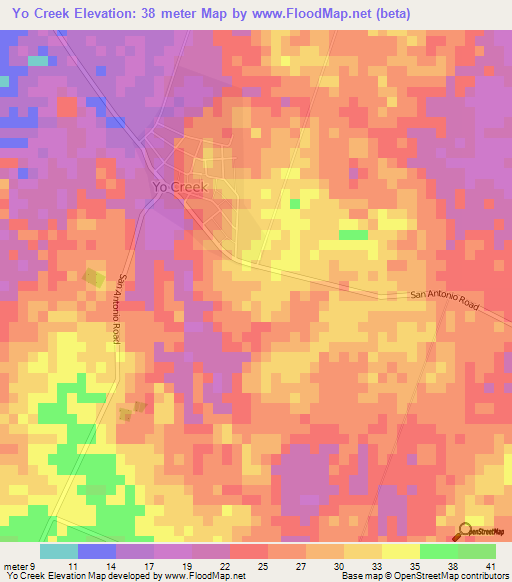 Yo Creek,Belize Elevation Map