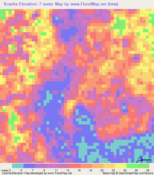 Xcanha,Belize Elevation Map