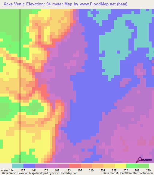 Xaxe Venic,Belize Elevation Map