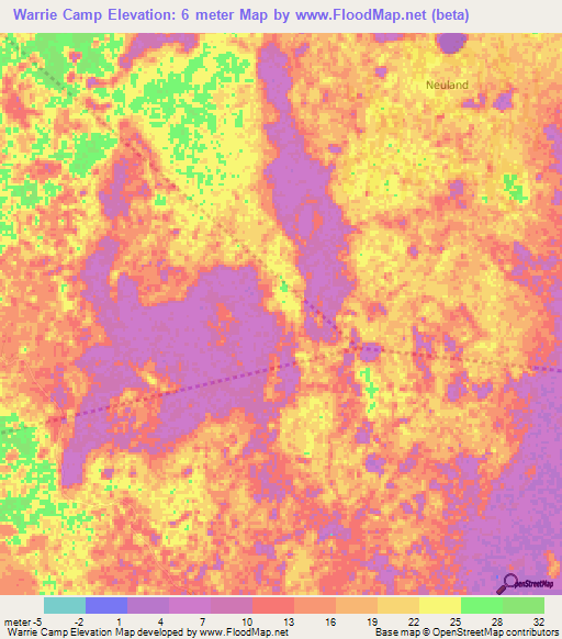 Warrie Camp,Belize Elevation Map