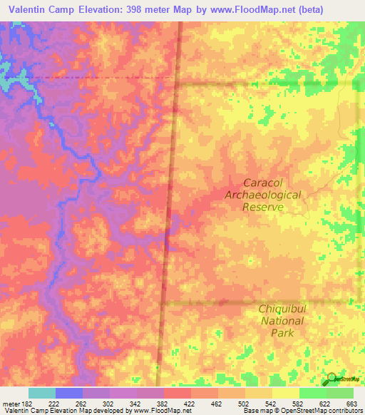 Valentin Camp,Belize Elevation Map