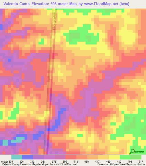 Valentin Camp,Belize Elevation Map
