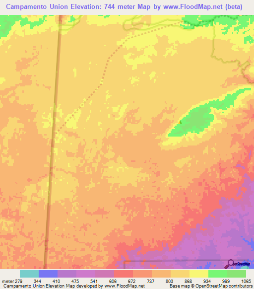 Campamento Union,Belize Elevation Map