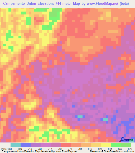 Campamento Union,Belize Elevation Map