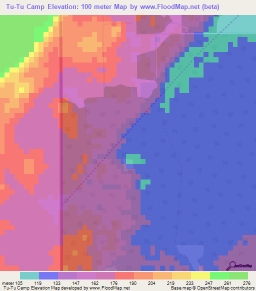 Tu-Tu Camp,Belize Elevation Map