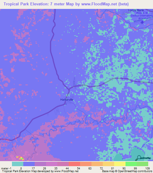 Tropical Park,Belize Elevation Map