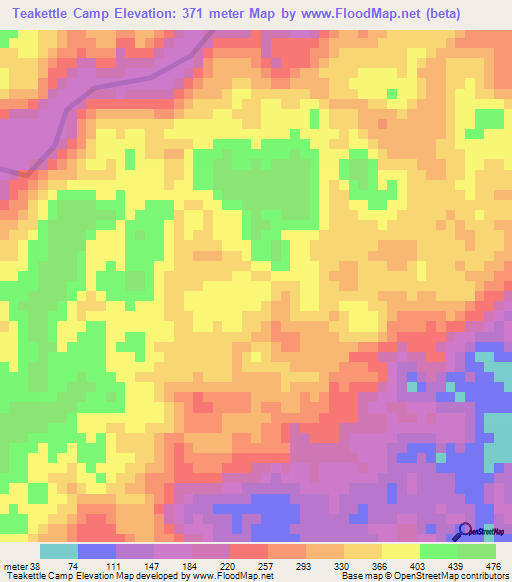 Teakettle Camp,Belize Elevation Map
