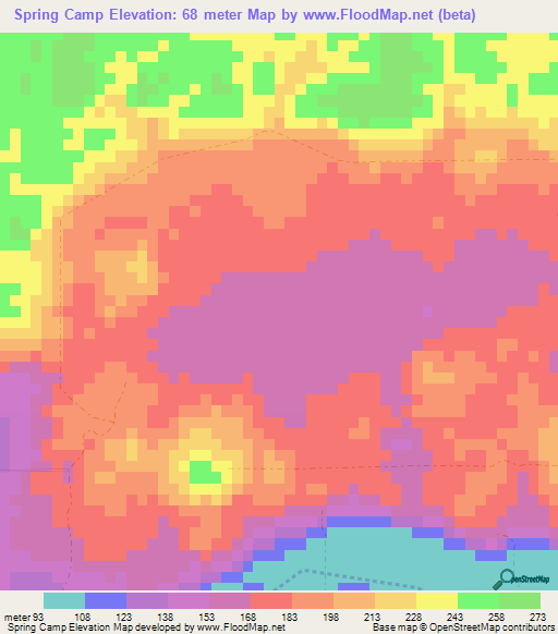 Spring Camp,Belize Elevation Map