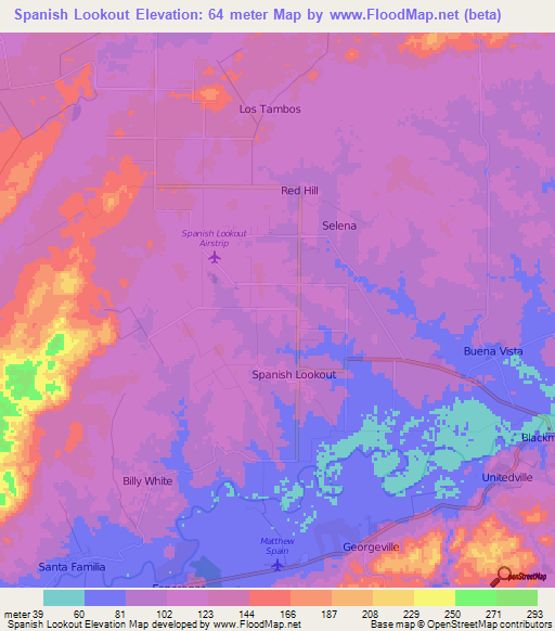 Spanish Lookout,Belize Elevation Map