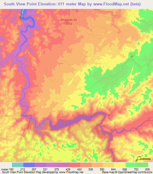 South View Point,Belize Elevation Map