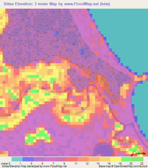 Sittee,Belize Elevation Map