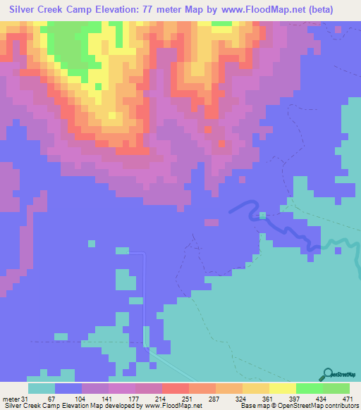 Silver Creek Camp,Belize Elevation Map