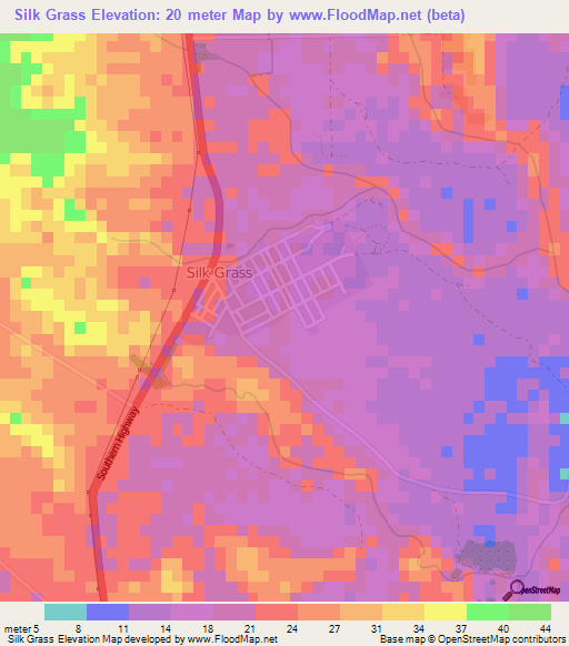 Silk Grass,Belize Elevation Map