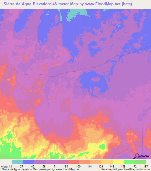 Sierra de Agua,Belize Elevation Map